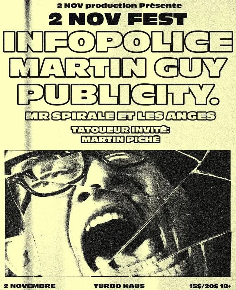 Info Police + Martin Guy  + Publicity. + Monsieur Spirale &amp; Les Anges