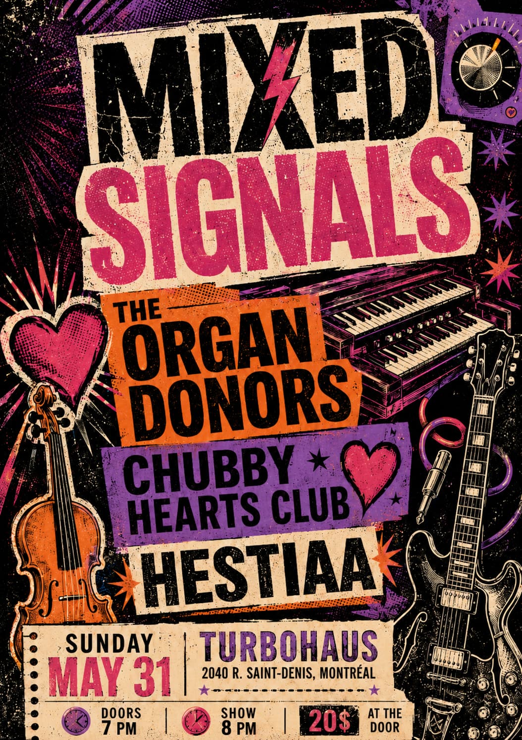 The Organ Donors + Chubby Hearts Club + Hestiaa